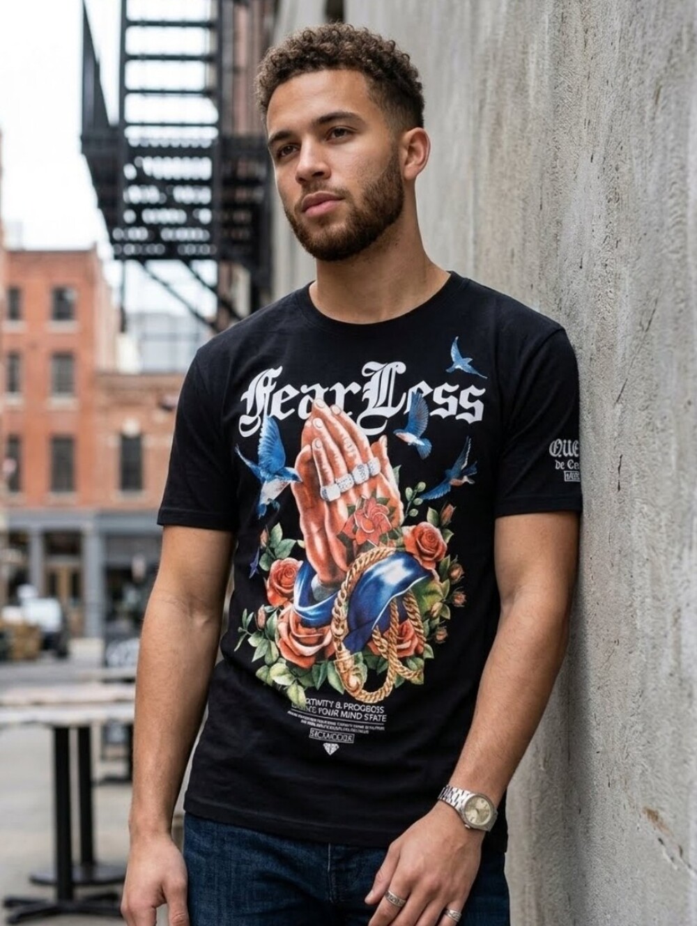 SOC Black Crew Neck Tee with White Logo Tag